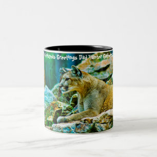 Caneca De Café Em Dois Tons Saudações de Natal Pai Caçador Coletor