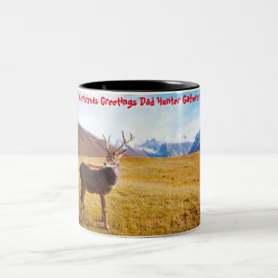 Caneca De Café Em Dois Tons Saudações de Natal Pai Caçador Coletor