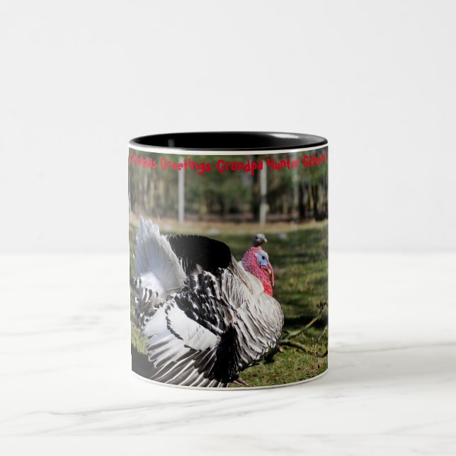 Caneca De Café Em Dois Tons Saudações de Natal Vô Hunter Gatherer (Centro)