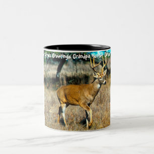 Caneca De Café Em Dois Tons Saudações de Natal Vô Hunter Gatherer