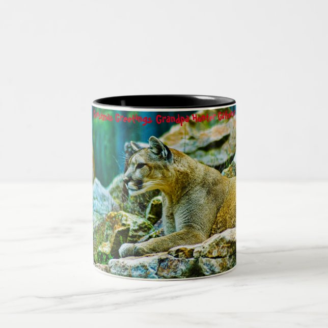 Caneca De Café Em Dois Tons Saudações de Natal Vô Hunter Gatherer (Centro)