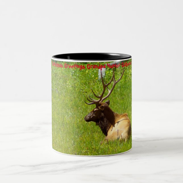 Caneca De Café Em Dois Tons Saudações de Natal Vô Hunter Gatherer (Centro)