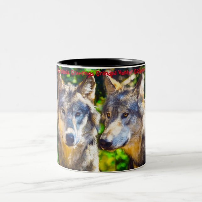 Caneca De Café Em Dois Tons Saudações de Natal Vô Hunter Gatherer (Centro)