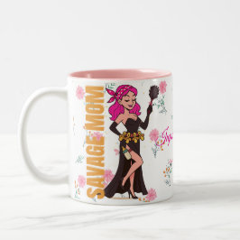Caneca De Café Em Dois Tons Savage Mamãe Engraçado Mug - Presente de Dia da Mã