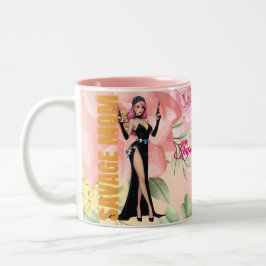 Caneca De Café Em Dois Tons Savage Mamãe Mug - Vidro-Mama Presente com Floral