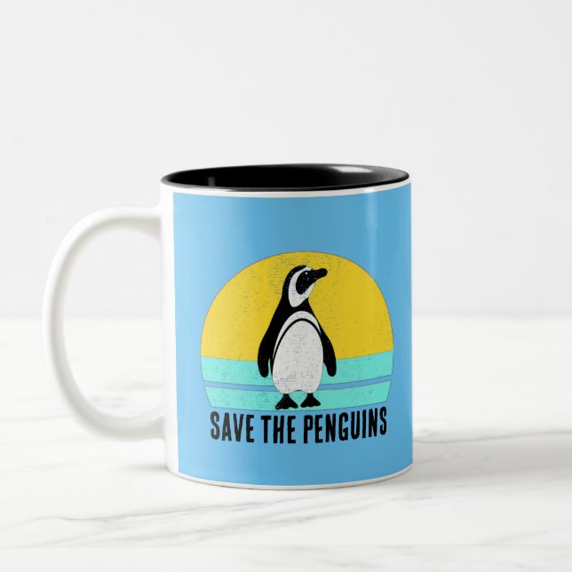 Caneca De Café Em Dois Tons Save The Penguins (Esquerda)