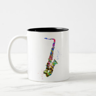 Caneca De Café Em Dois Tons saxofone