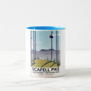 Caneca De Café Em Dois Tons Scafell Pike, Cumbria, poster das viagens vintage