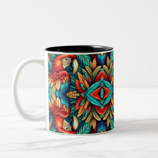 Caneca De Café Em Dois Tons Scarlet Macaws (Esquerda)