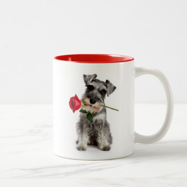 Caneca De Café Em Dois Tons Schnauzer Love (Direita)
