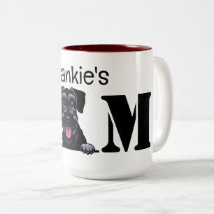 Caneca De Café Em Dois Tons Schnauzer Peeking Personalizou Mãe