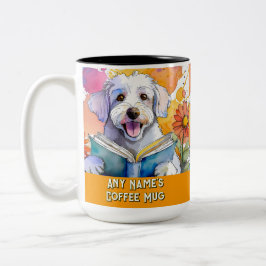 Caneca De Café Em Dois Tons Schnoodle Lendo o Grande Livro do Café de Duas Ton