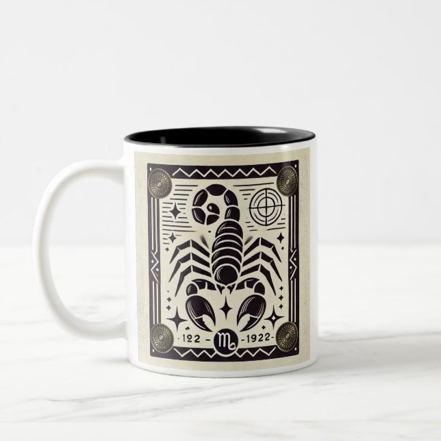 Caneca De Café Em Dois Tons Scorpio Zodiac Café Mug Retro (Esquerda)