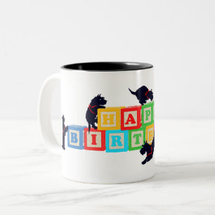 Caneca De Café Em Dois Tons Scottie Birthday Bloqueia Mug