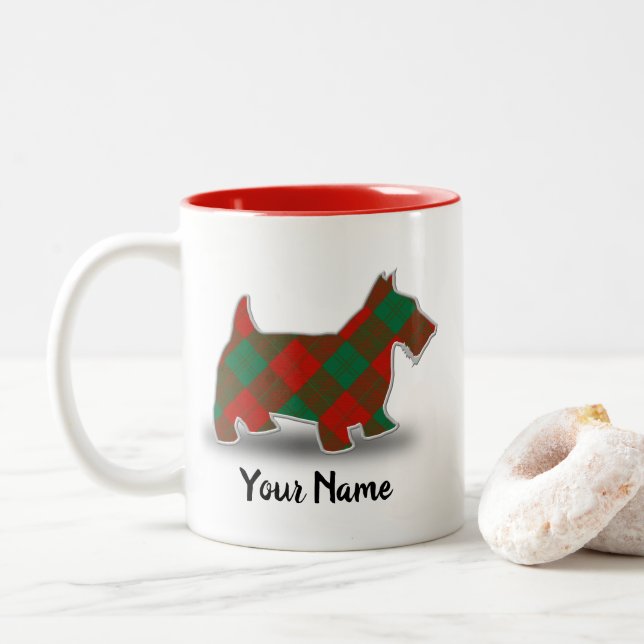 Caneca De Café Em Dois Tons Scottish Clan Erskine Tartan Scottish Terrier (Com Donut)