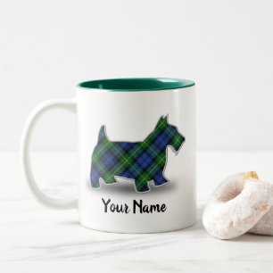 Caneca De Café Em Dois Tons Scottish Clan Gordon Tartan Scottish Terrier