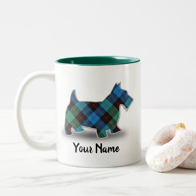 Caneca De Café Em Dois Tons Scottish Clan Guthrie Tartan Scottish Terrier (Com Donut)