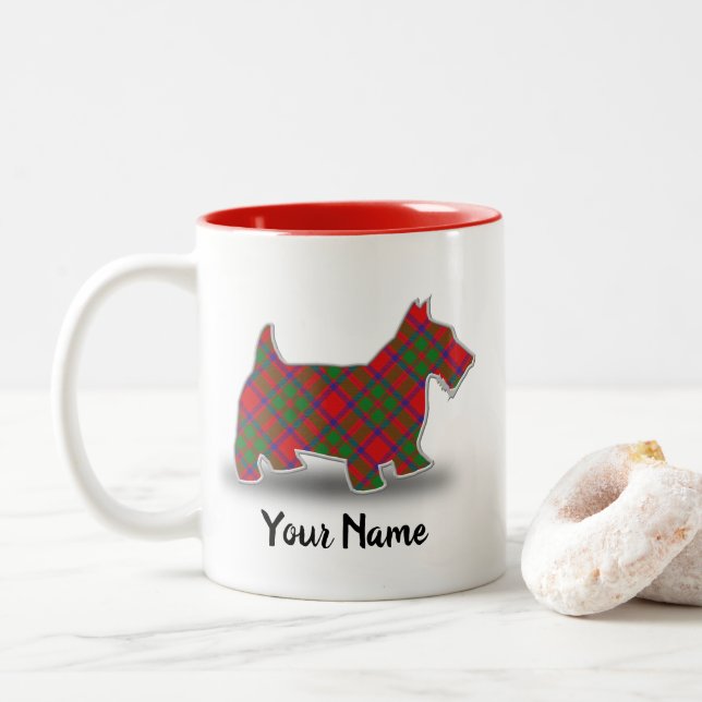 Caneca De Café Em Dois Tons Scottish Clan MacKintosh Tartan Scottish Terrier (Com Donut)