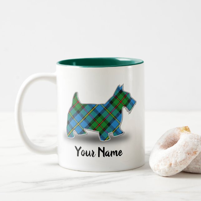 Caneca De Café Em Dois Tons Scottish Clan MacLeod Tartan Scottish Terrier (Com Donut)