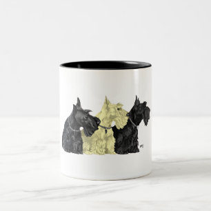 Caneca De Café Em Dois Tons Scottish Terriers Preto e Trigo