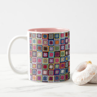 Caneca De Café Em Dois Tons Scrappy Granny Square Blanket de 11 oz - Mug de do