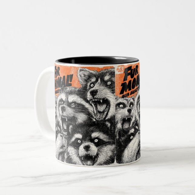 Caneca De Café Em Dois Tons Screaming Faces in Black and White Zine Art (Frente Esquerda)