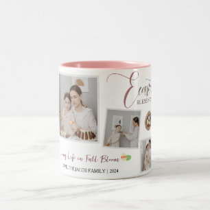 Caneca De Café Em Dois Tons Script 3 de Bênçãos de Páscoa Elegante Moderno