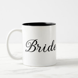 Caneca De Café Em Dois Tons Script Chic "Bride" Preto e Branco