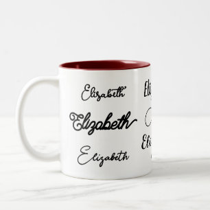Caneca De Café Em Dois Tons Script de Assinatura Monograma de Nome Personaliza