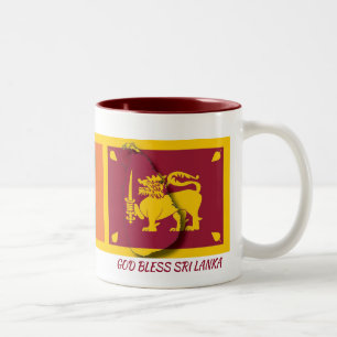 Caneca De Café Em Dois Tons Script de MAPA FLAG do SRI LANKA personalizado