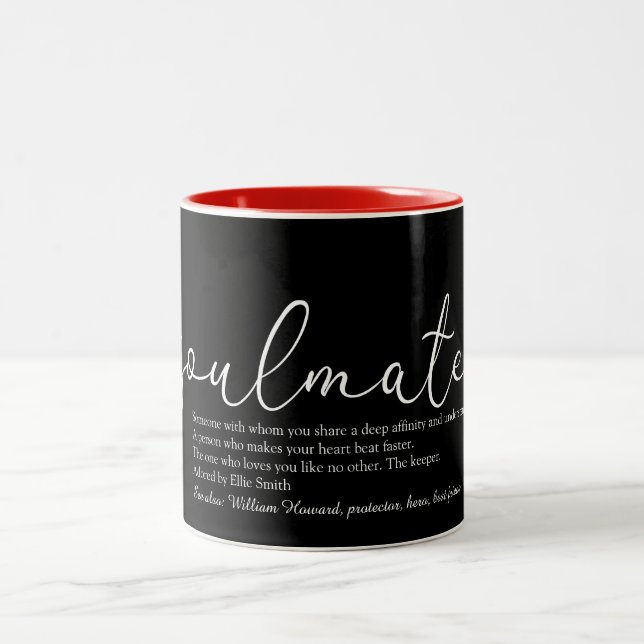 Caneca De Café Em Dois Tons Script Love Heart Soulmate Definition (Centro)