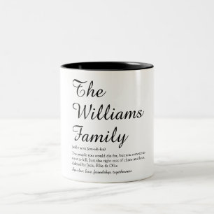 Caneca De Café Em Dois Tons Script Personalizado Definição do Seu Nome de Famí