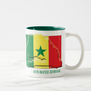 Caneca De Café Em Dois Tons Script SENEGAL FLAG MAP Personalizado