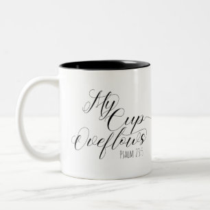 Caneca De Café Em Dois Tons Scripture Mug Psalm 23:5 "My Cup Overflow"