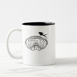 Caneca De Café Em Dois Tons Scuba mergulhando googles vida marinha design a pr