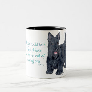Caneca De Café Em Dois Tons Se os cães falassem - Terrier Sábio escocês e S