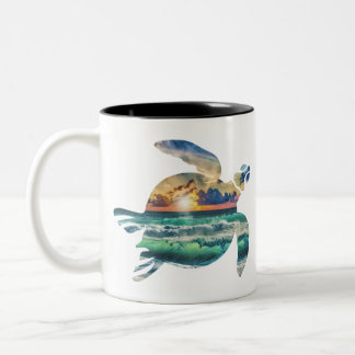 Caneca De Café Em Dois Tons Sea Turtle Sunset Beach