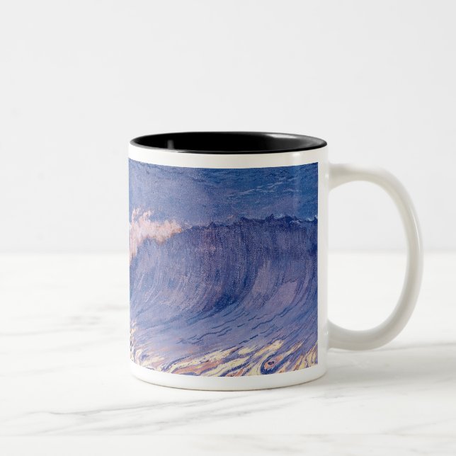 Caneca De Café Em Dois Tons Seascape azul, efeito da onda, c.1893 (Direita)