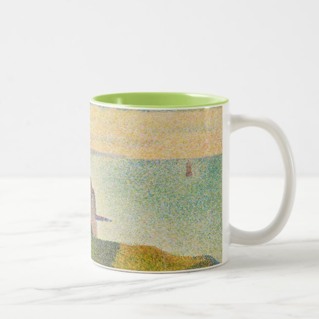 Caneca De Café Em Dois Tons Seascape de Georges Pierre Seurat | no (Direita)