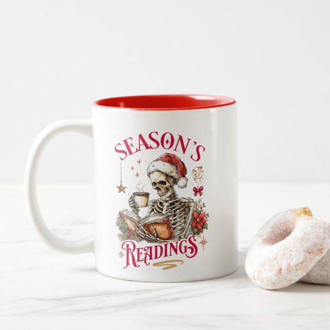 Caneca De Café Em Dois Tons Season's Readings  (Com Donut)