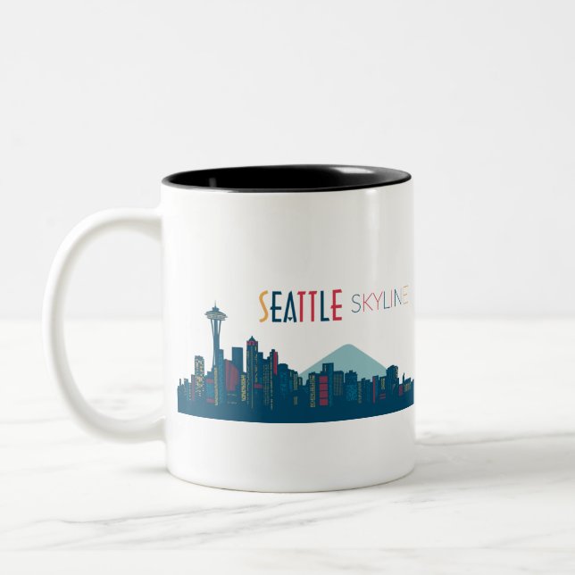 Caneca De Café Em Dois Tons Seattle Skyline Blue (Esquerda)