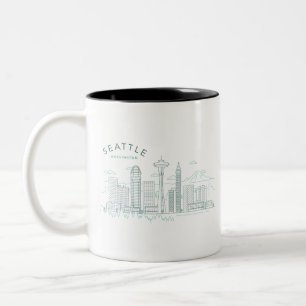 Caneca De Café Em Dois Tons Seattle Skyline Stroke
