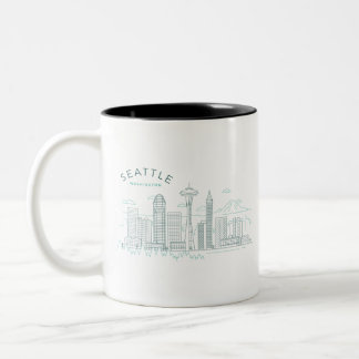 Caneca De Café Em Dois Tons Seattle Skyline Stroke