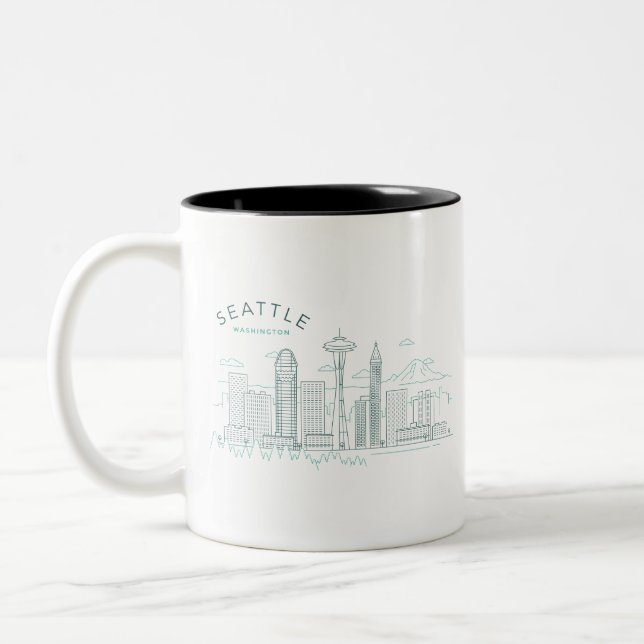 Caneca De Café Em Dois Tons Seattle Skyline Stroke (Esquerda)