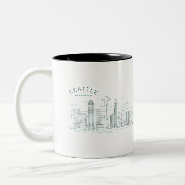 Caneca De Café Em Dois Tons Seattle Skyline Stroke (Esquerda)