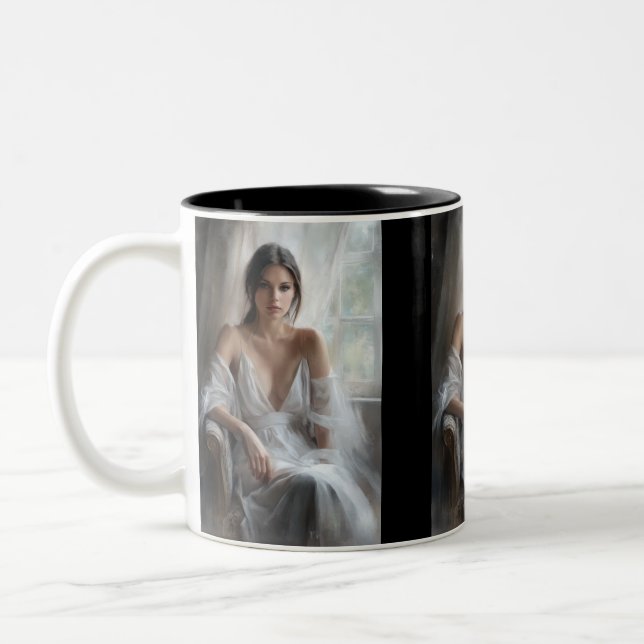 Caneca De Café Em Dois Tons Seda e Luz: Retrato da Janela (Esquerda)
