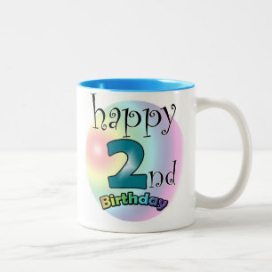 Caneca De Café Em Dois Tons Segundo aniversário Feliz Azul
