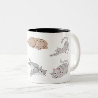 Caneca De Café Em Dois Tons seis gatinhos bonitos