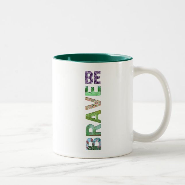 Caneca De Café Em Dois Tons Seja corajosa e feliz citação (Direita)