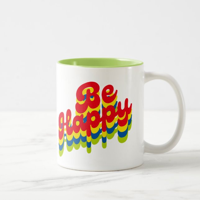 Caneca De Café Em Dois Tons Seja feliz, caneca de café de dois tons (Direita)